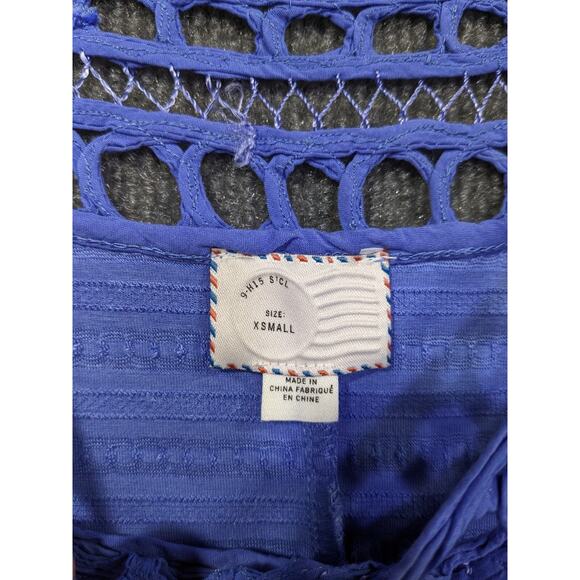 Anthropologie 9-H15 Tank Top Women XS Textured Crochet Cornflower Postage Stamp - Picture 3 of 10